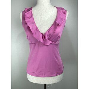Eyeshadow Y2K Babydoll Blouse Womens L Pink Sleeveless with Ruffle V-Neck
